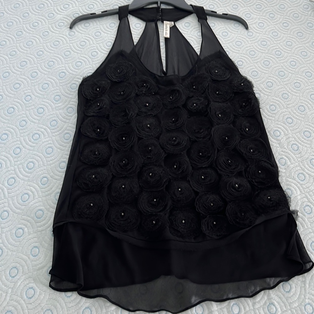 Robbi & Nikki by Robert Rodriguez gorgeous beaded black formal top S